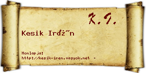 Kesik Irén névjegykártya